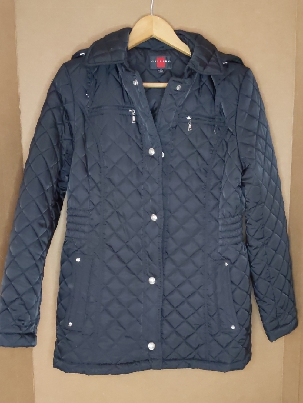 Black Quilted Hooded Coat - Women M